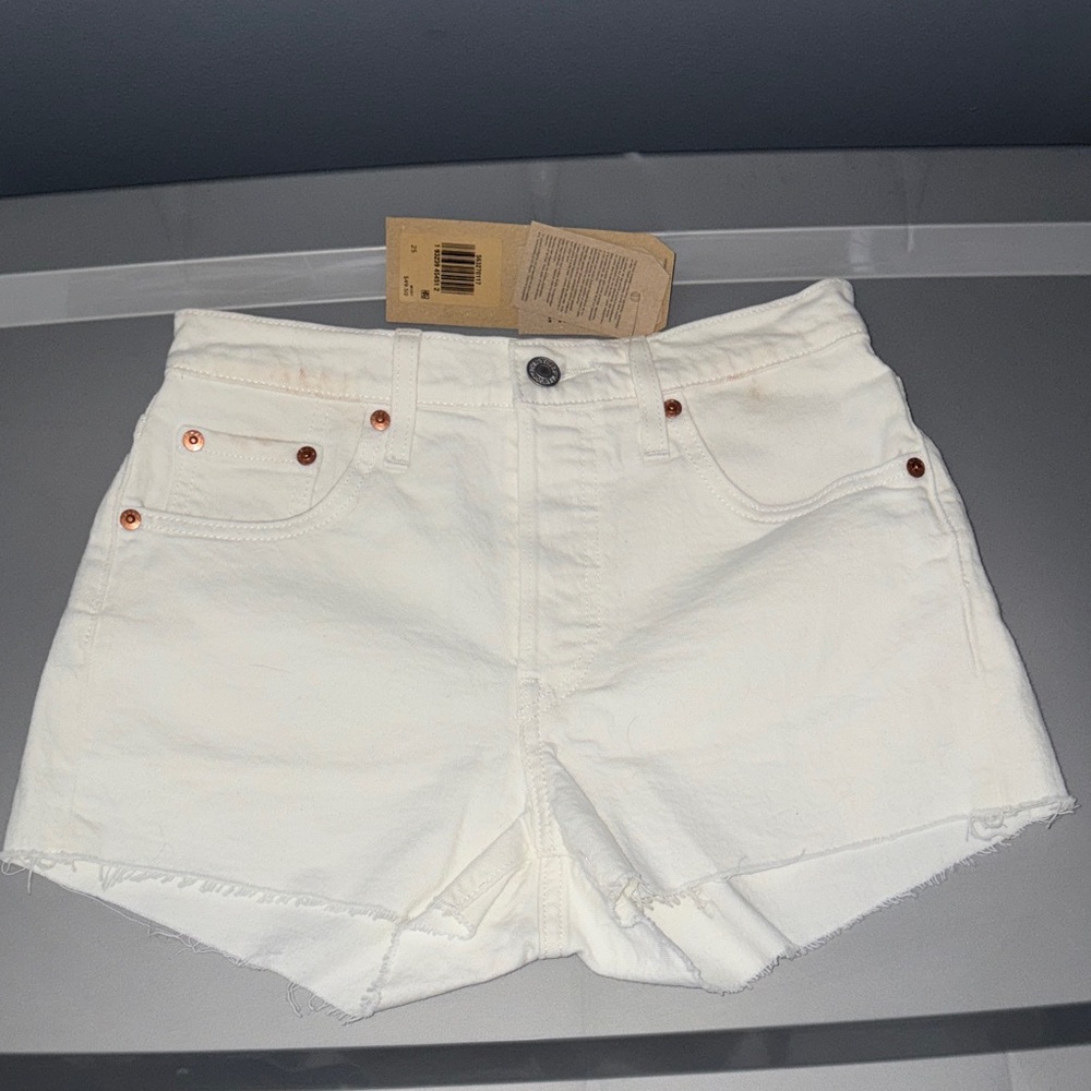 Levi's White High-Rise Cutoff Jean Shorts